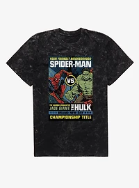 Marvel Spider-Man Brand New Day Vs The Hulk Championship Title Mineral Wash T-Shirt