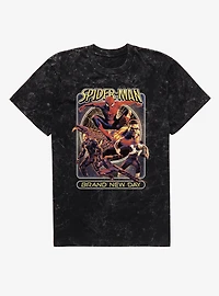 Marvel Spider-Man Brand New Day Leap Into Battle Mineral Wash T-Shirt