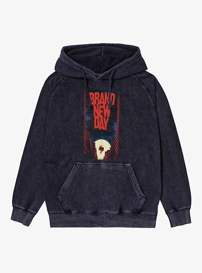 Marvel Spider-Man Brand New Day Spider Web Up The Night Vintage Mineral Washed Hoodie