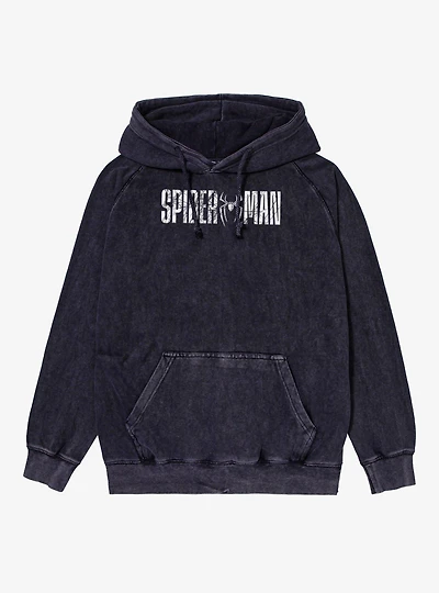 Marvel Spider-Man Brand New Day Web Texture Logo Vintage Mineral Washed Hoodie