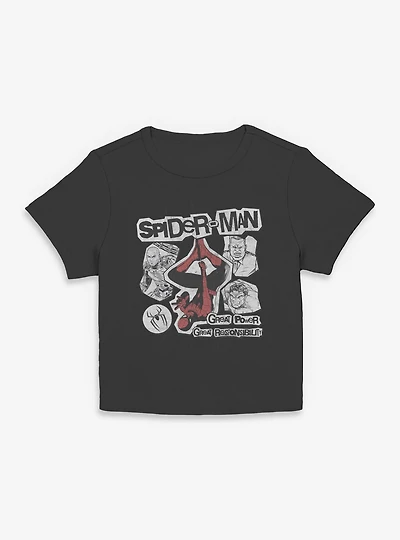 Marvel Spider-Man: Brand New Day  Great Power Responsibility Womens Baby Tee Box Lunch Exclusives