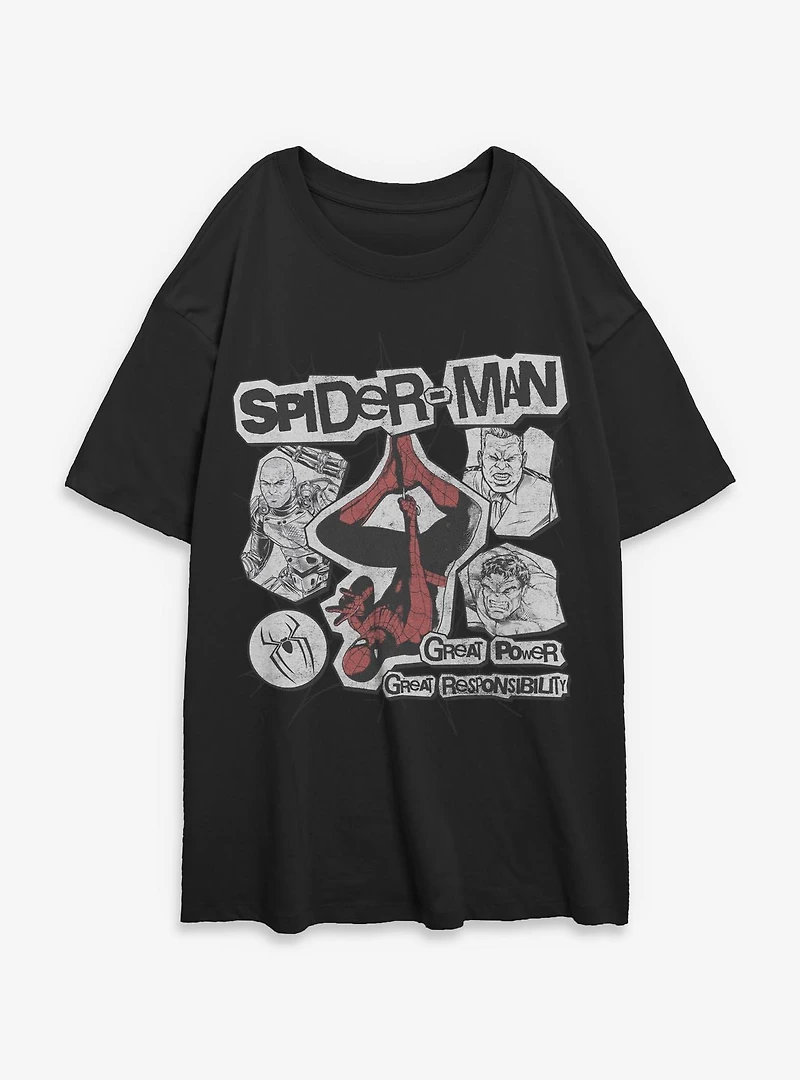 Marvel Spider-Man: Brand New Day Great Power Responsibility Womens Oversized T-Shirt Box Lunch Exclusives