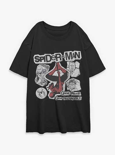 Marvel Spider-Man: Brand New Day Great Power Responsibility Womens Oversized T-Shirt Box Lunch Exclusives