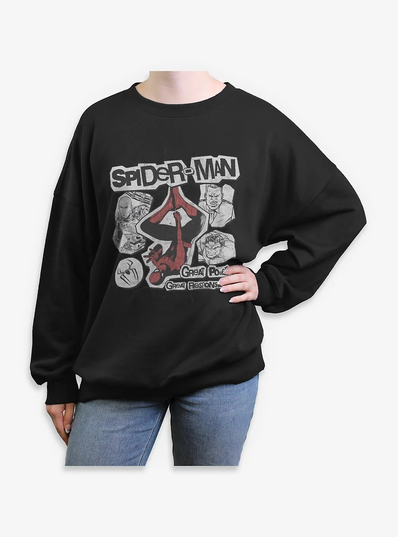 Marvel Spider-Man: Brand New Day Great Power Responsibility Womens Oversized Sweatshirt Box Lunch Exclusives