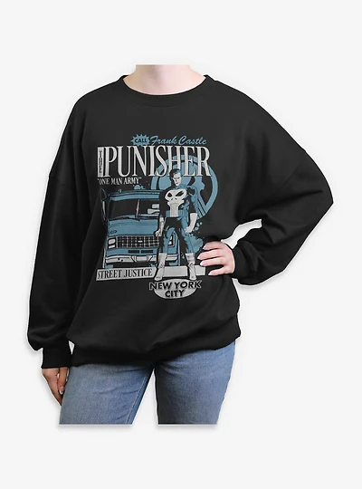 Marvel Punisher Van Delivery Womens Oversized Sweatshirt Box Lunch Exclusives