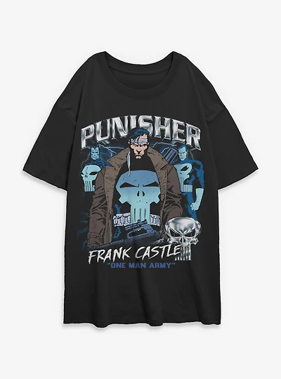 Marvel Punisher Punishing Chrome Womens Oversized T-Shirt Box Lunch Exclusives