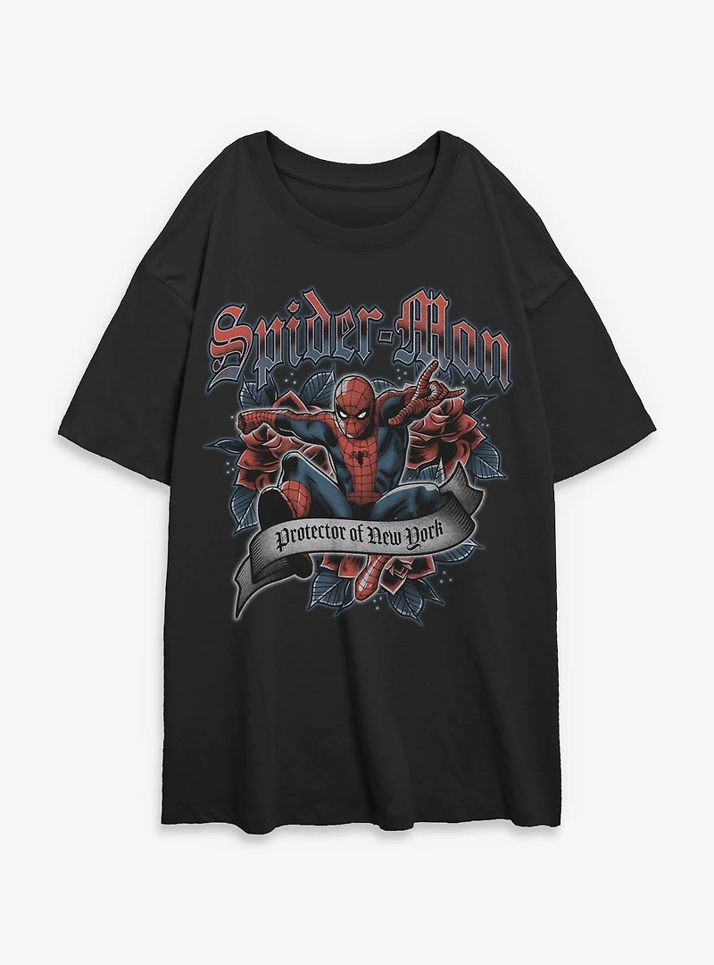 Marvel Venom Spider Man Tattoo Womens Oversized T-Shirt Box Lunch Exclusives