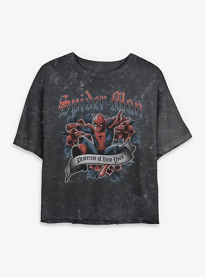 Marvel Venom  Spider Man Tattoo Mineral Wash Womens Crop T-Shirt Box Lunch Exclusives