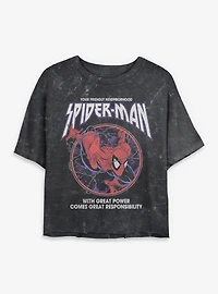 Marvel Venom  Great Power Responsibility Mineral Wash Womens Crop T-Shirt Box Lunch Exclusives