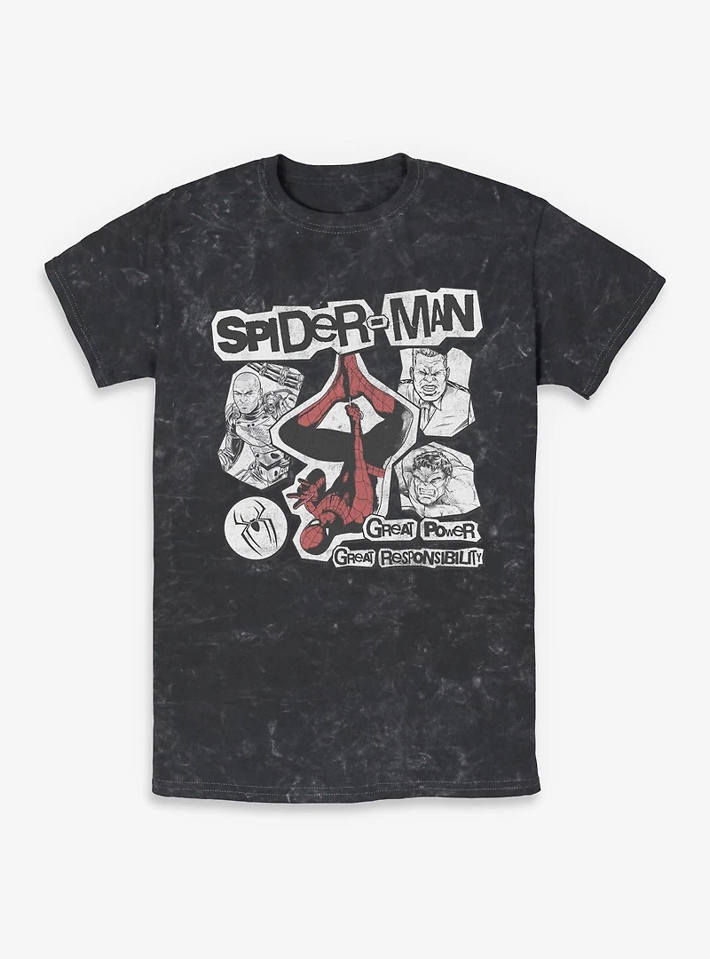 Marvel Spider-Man: Brand New Day Great Power Responsibility Mineral Wash T-Shirt Box Lunch Exclusives