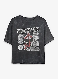Marvel Spider-Man: Brand New Day  Great Power Responsibility Mineral Wash Womens Crop T-Shirt Box Lunch Exclusives