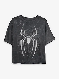 Marvel Spider-Man: Brand New Day  Dark Spiderweb Mineral Wash Womens Crop T-Shirt Box Lunch Exclusives