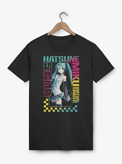Hatsune Miku Checkered Frame Virtual Singer T-Shirt