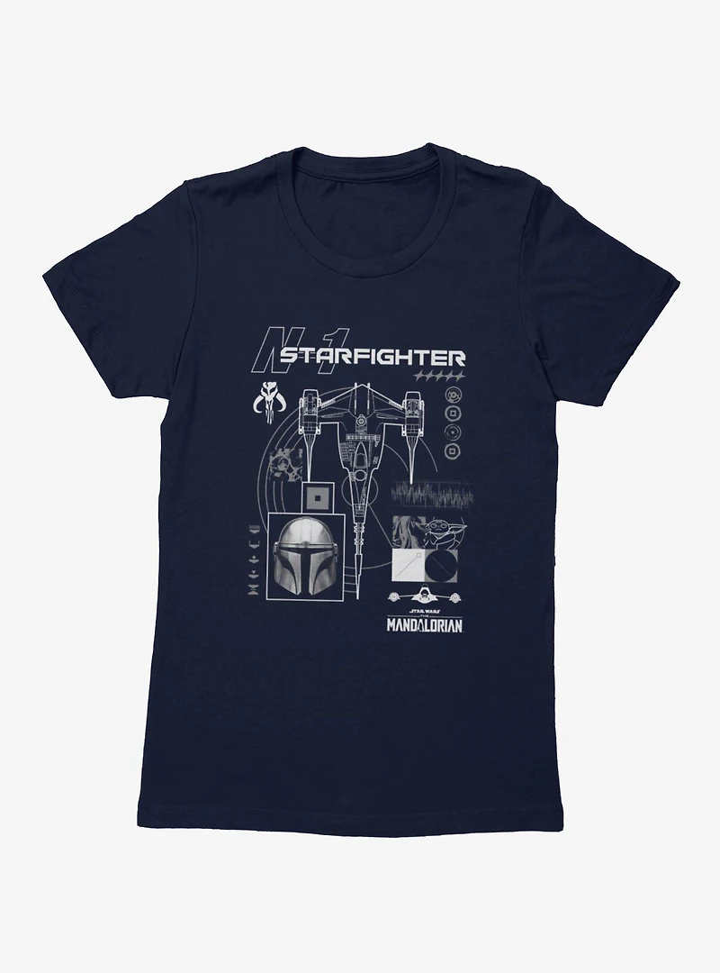 Star Wars The Mandalorian N-1 Starfighter Schematic Womens T-Shirt