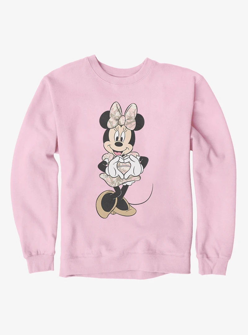Disney Minnie Mouse Heart Hands Pink Camo Dress Sweatshirt