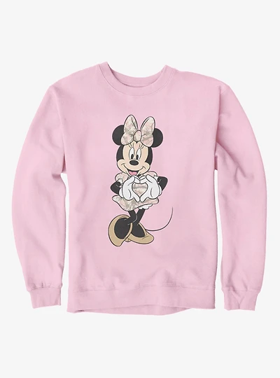Disney Minnie Mouse Heart Hands Pink Camo Dress Sweatshirt