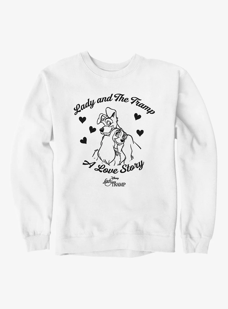 Disney Lady And The Tramp A Love Story Hearts Sweatshirt