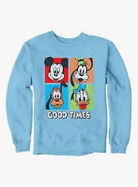 Disney Mickey Mouse Good Times Squares Donald Goofy Pluto Sweatshirt