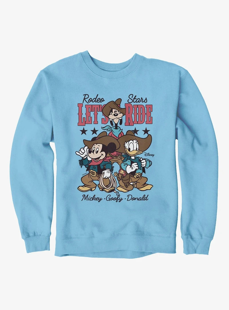 Disney Mickey Mouse Rodeo Stars Let's Ride Goofy Donald Sweatshirt