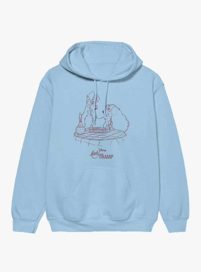 Disney Lady And The Tramp Noodle Night Outline Hoodie