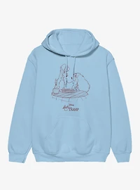 Disney Lady And The Tramp Noodle Night Outline Hoodie