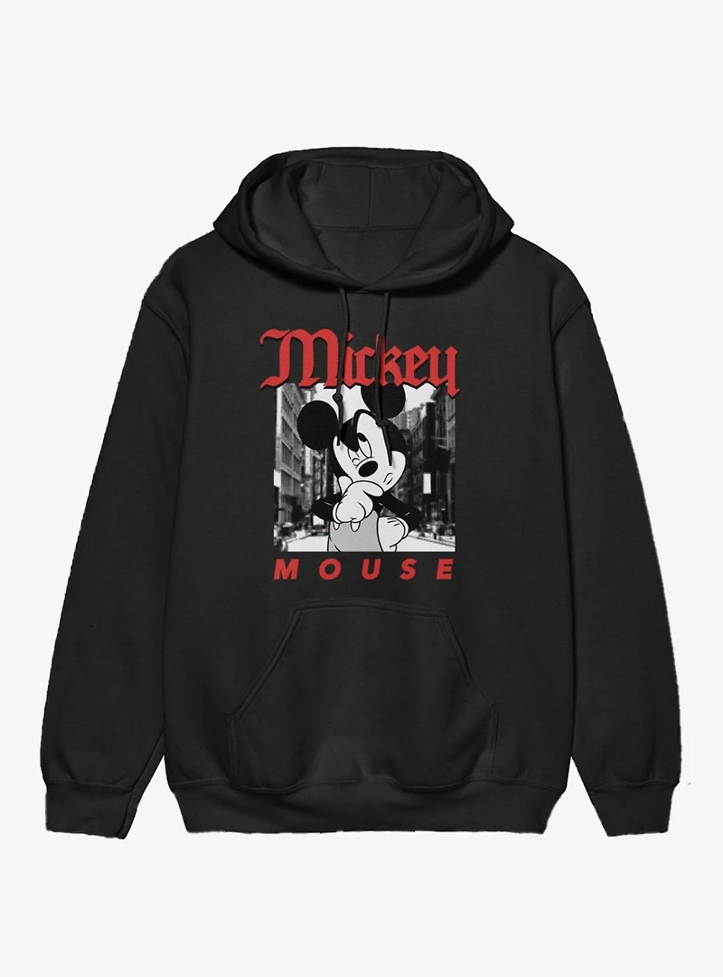 Disney Mickey Mouse Thinking On The Street Photo Hoodie