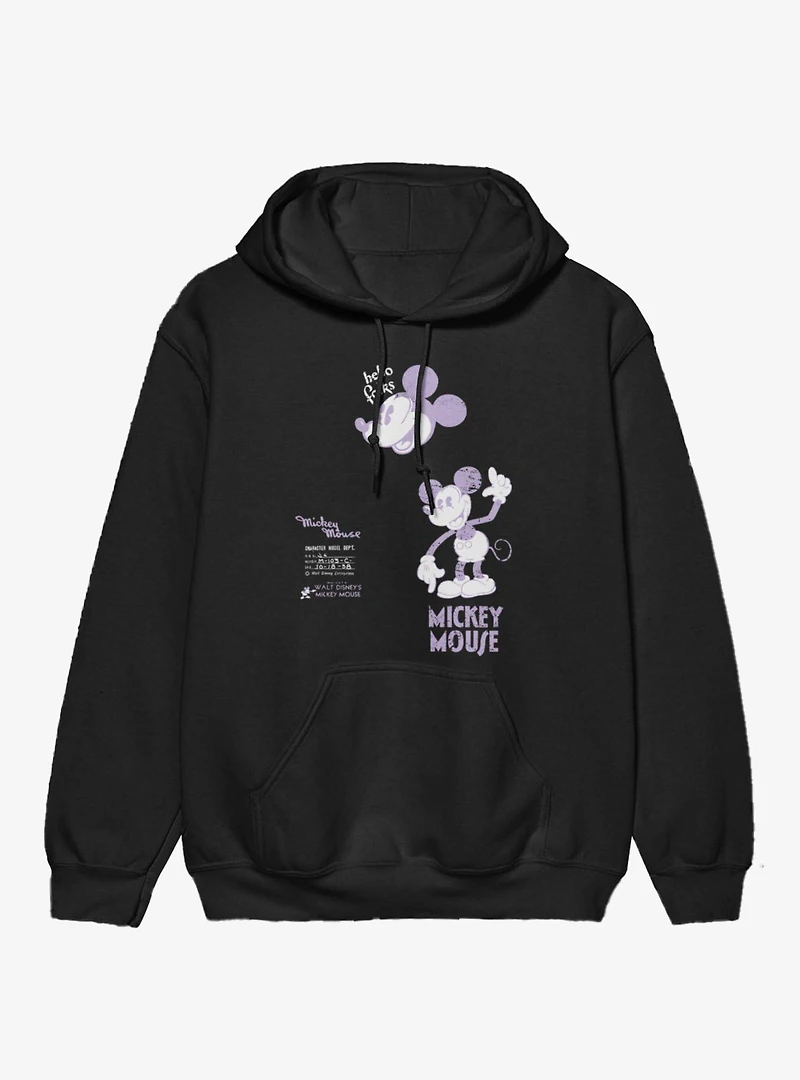 Disney Mickey Mouse Character Model Retro Sketch Hoodie