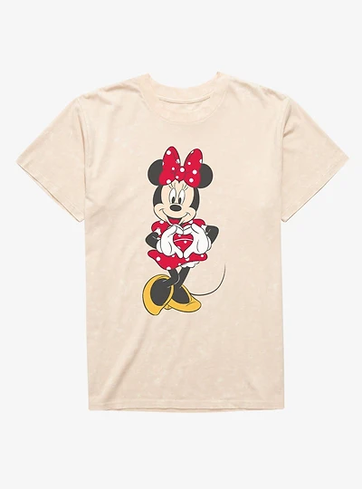 Disney Minnie Mouse Heart Hands Polka Dot Dress Mineral Wash T-Shirt