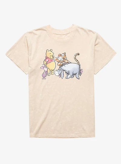 Disney Winnie The Pooh Friends Smile Together Group Mineral Wash T-Shirt