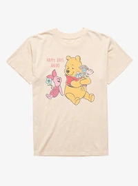 Disney Winnie The Pooh Happy Days Ahead With Piglet Flowers Mineral Wash T-Shirt