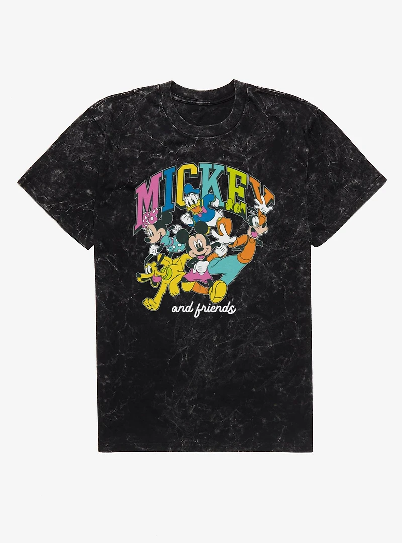 Disney Mickey Mouse & Friends Running Colors Group Mineral Wash T-Shirt