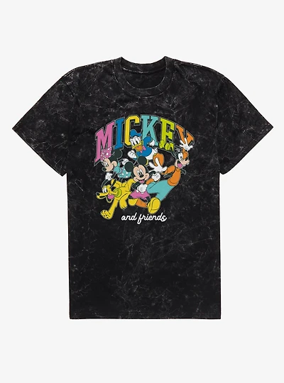 Disney Mickey Mouse & Friends Running Colors Group Mineral Wash T-Shirt
