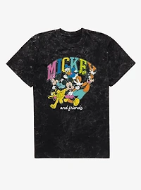 Disney Mickey Mouse & Friends Running Colors Group Mineral Wash T-Shirt
