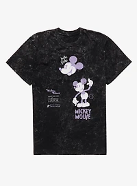 Disney Mickey Mouse Character Model Retro Sketch Mineral Wash T-Shirt