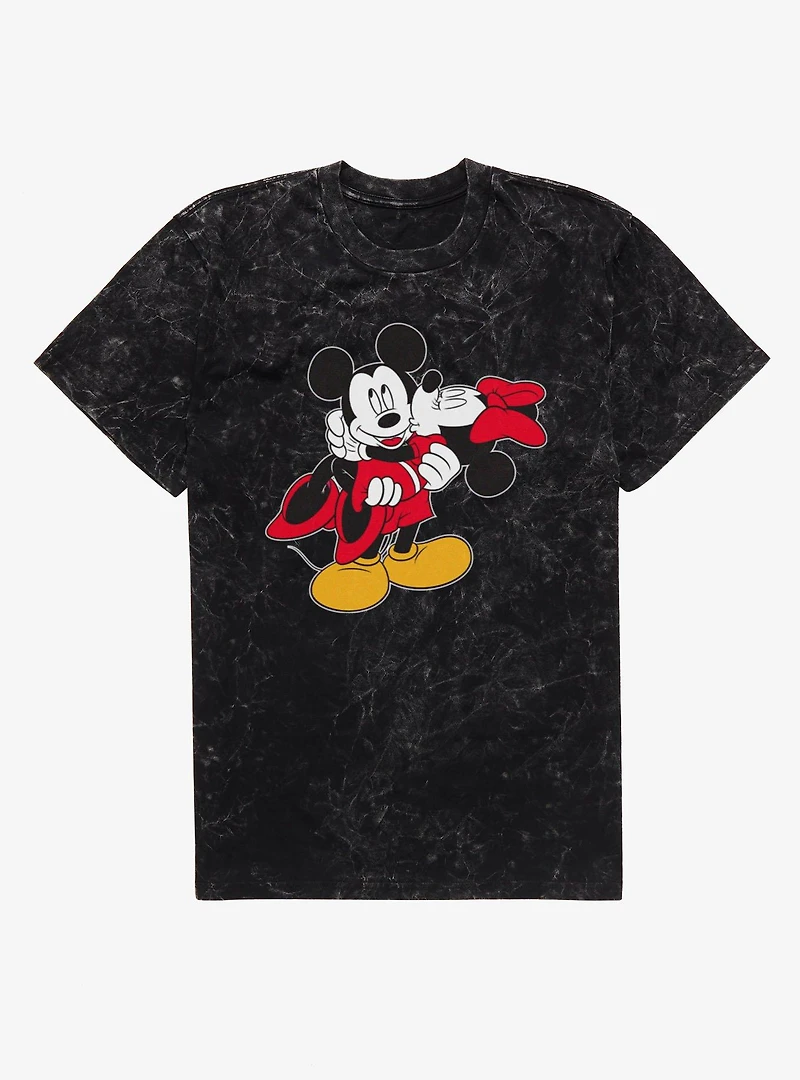 Disney Mickey Mouse Carrying Kiss Minnie Mineral Wash T-Shirt