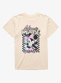 Disney Minnie Mouse Racing Checkered Frame Mineral Wash T-Shirt