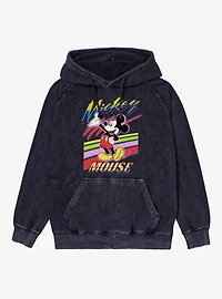 Disney Mickey Mouse Retro Paint Stripes Vintage Mineral Washed Hoodie