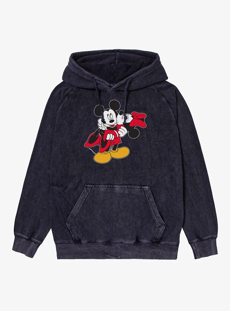 Disney Mickey Mouse Carrying Kiss Minnie Vintage Mineral Washed Hoodie
