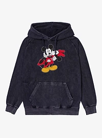 Disney Mickey Mouse Carrying Kiss Minnie Vintage Mineral Washed Hoodie