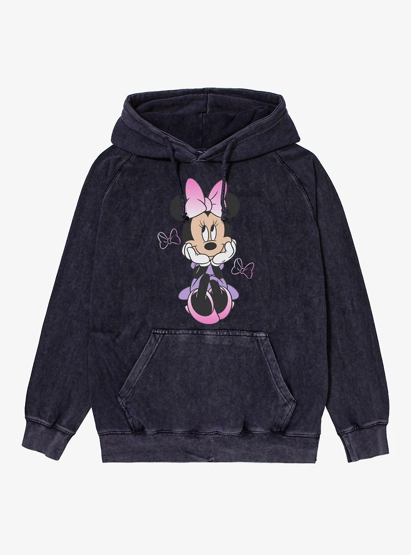 Disney Minnie Mouse Sitting Bow Gradients Vintage Mineral Washed Hoodie