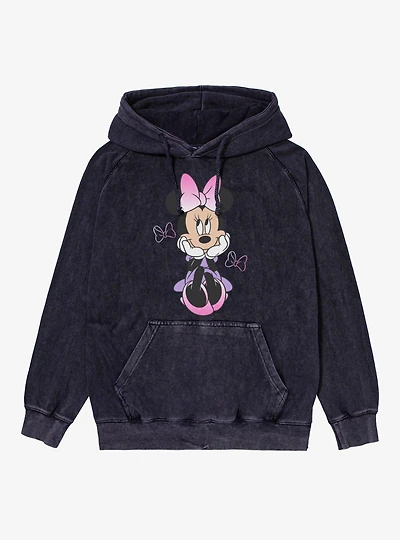 Disney Minnie Mouse Sitting Bow Gradients Vintage Mineral Washed Hoodie