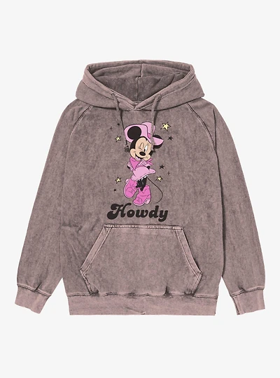 Disney Minnie Mouse Howdy Cowgirl Wink Vintage Mineral Washed Hoodie