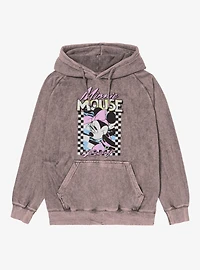 Disney Minnie Mouse Racing Checkered Frame Vintage Mineral Washed Hoodie