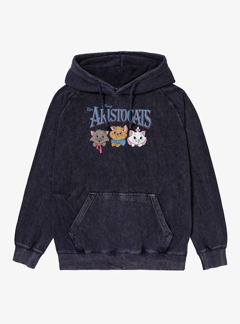 Disney The Aristocats Logo Kitten Face Lineup Vintage Mineral Washed Hoodie
