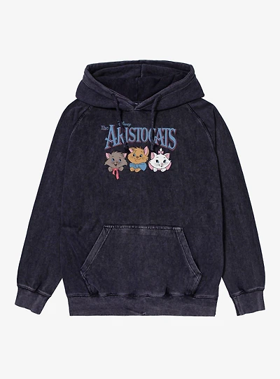Disney The Aristocats Logo Kitten Face Lineup Vintage Mineral Washed Hoodie