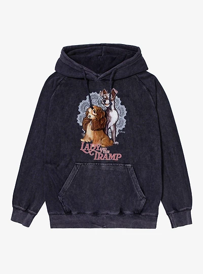 Disney Lady And The Tramp Doily Couple Vintage Mineral Washed Hoodie