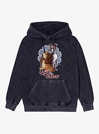 Disney Lady And The Tramp Doily Couple Vintage Mineral Washed Hoodie