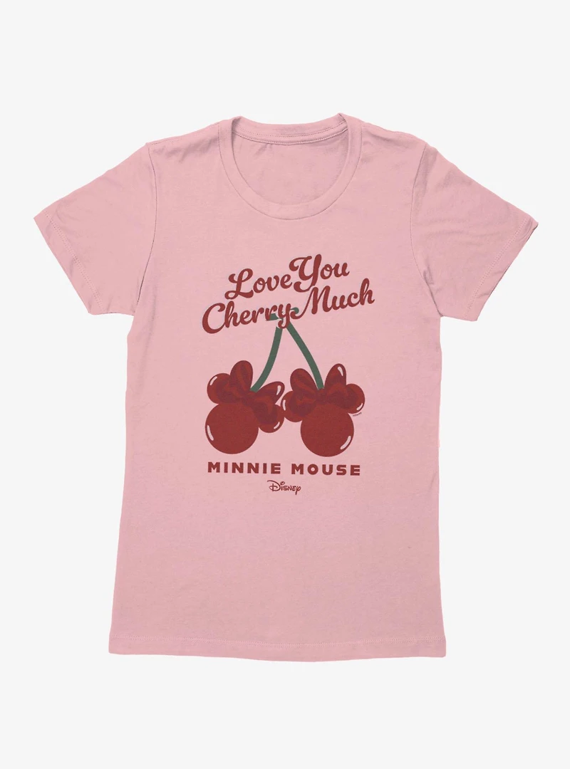 Disney Minnie Mouse Love You Cherry Much Womens T-Shirt