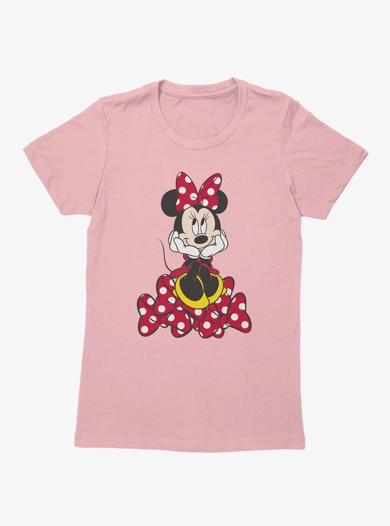 Disney Minnie Mouse Happy Pile Of Bows Womens T-Shirt
