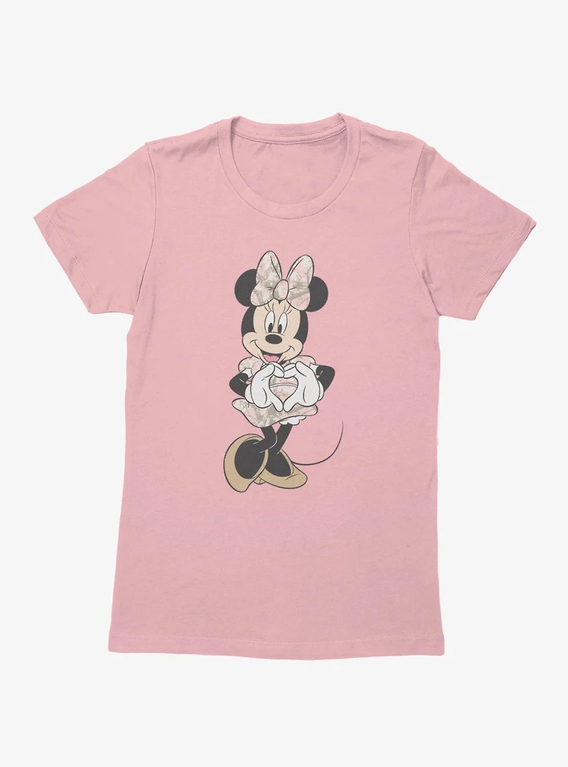 Disney Minnie Mouse Heart Hands Pink Camo Dress Womens T-Shirt